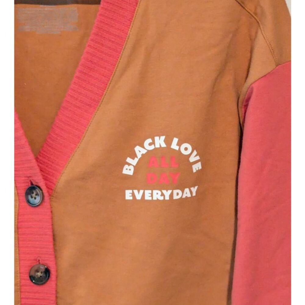 "Black Love Everyday" Pink & Brown Women's Sweater Size XS - Picture 3 of 5
